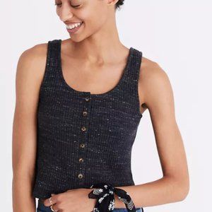 NWT Madewell Ribbed Button Front Tank Top Gray S